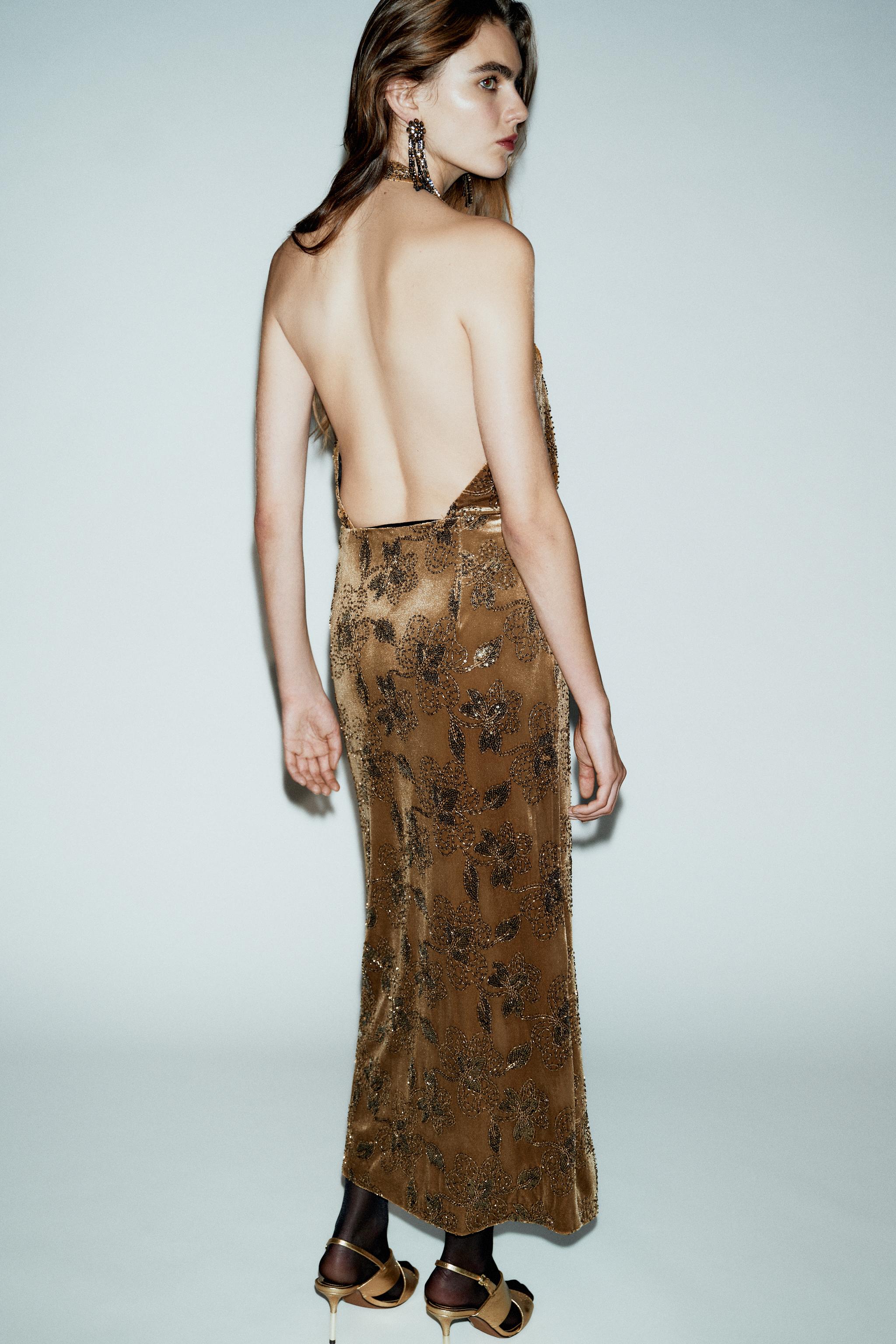 ROBE MIDI EN VELOURS À PAILLETTES